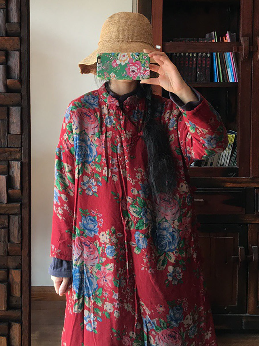 flowersverse Women Ethnic Flower Slant-Closure Dress