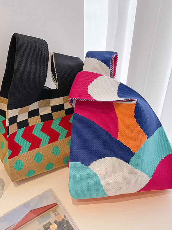 flowersverse Contrast Color Striped Handbags Bags