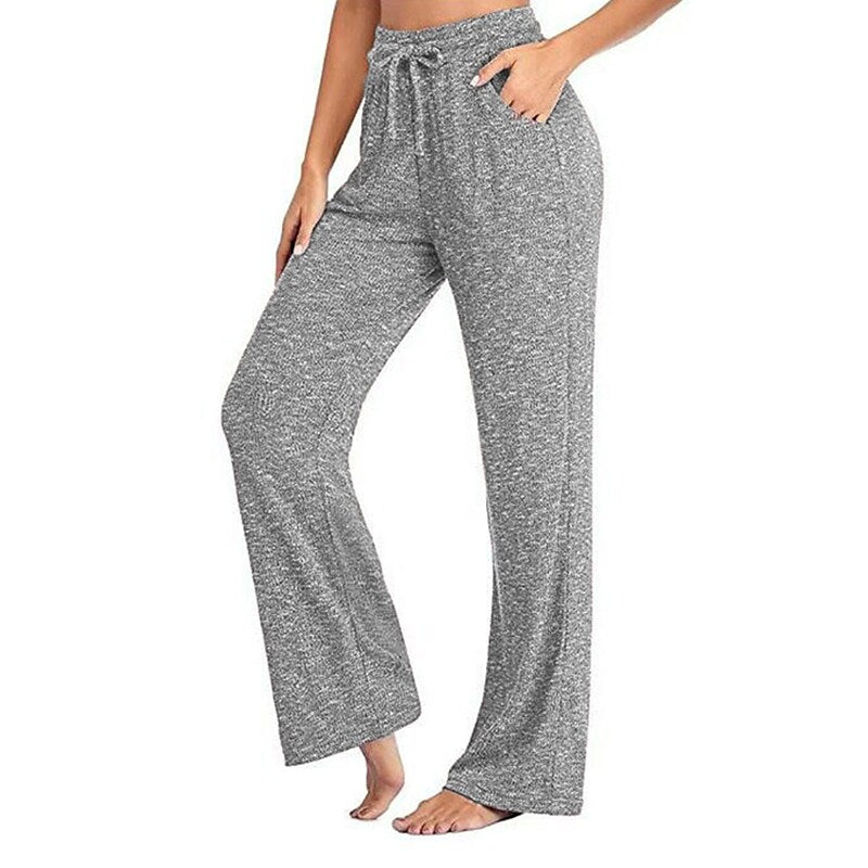 flowersverse Women's Plus Size Loungewear Pants Pure Color Simple Casual Comfort Home Daily Vacation Polyester Breathable Pant Pocket Elastic Waist Summer Spring Black Red