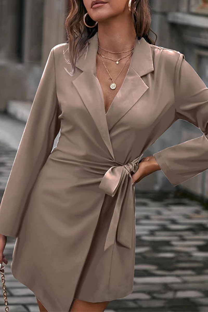 flowersverse Casual Solid Patchwork Turndown Collar Shirt Dress Dresses(11 Colors)