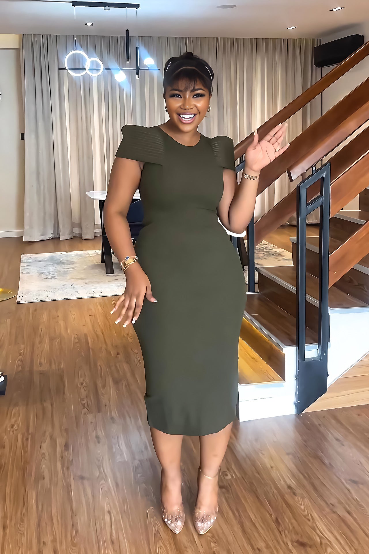 flowersverse Women's Sleeveless Casual Career Slit Bodycon Dress