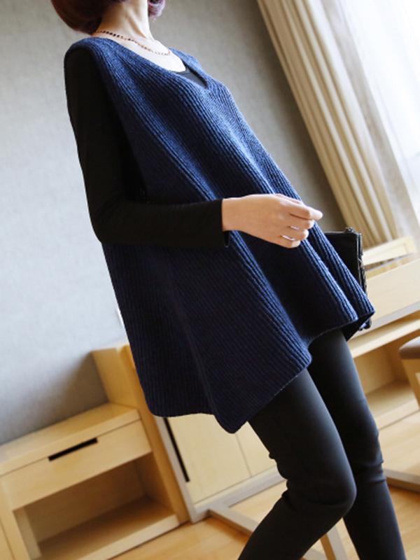 flowersverse Casual V-Neck Knitting Vest
