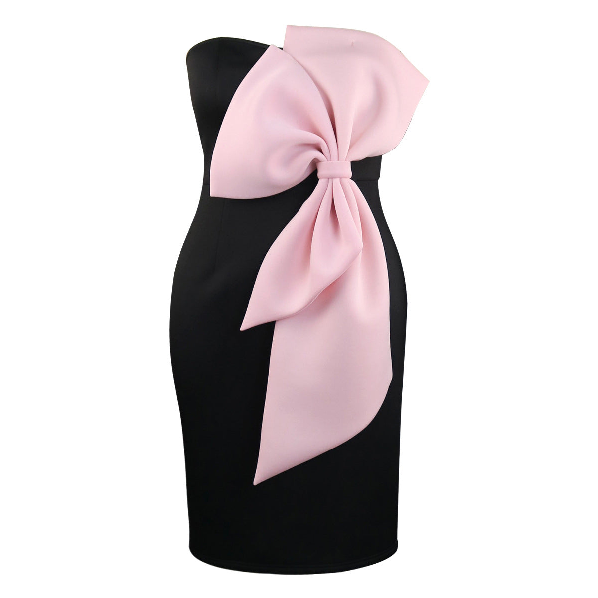 flowersverse Sexy Strapless Contrast Bow Bodycon Formal Party Dress Dress Elegant Dress