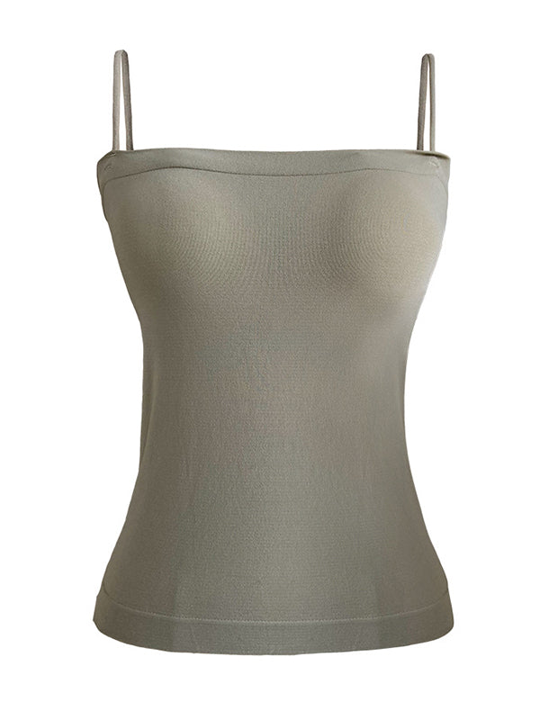 flowersverse Simple Casual Solid Color Spaghetti-Neck Vest Top