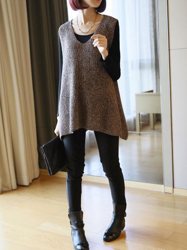 flowersverse Casual V-Neck Knitting Vest