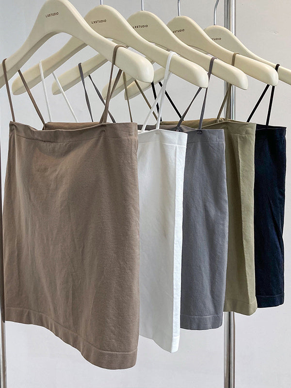flowersverse Simple Casual Solid Color Spaghetti-Neck Vest Top