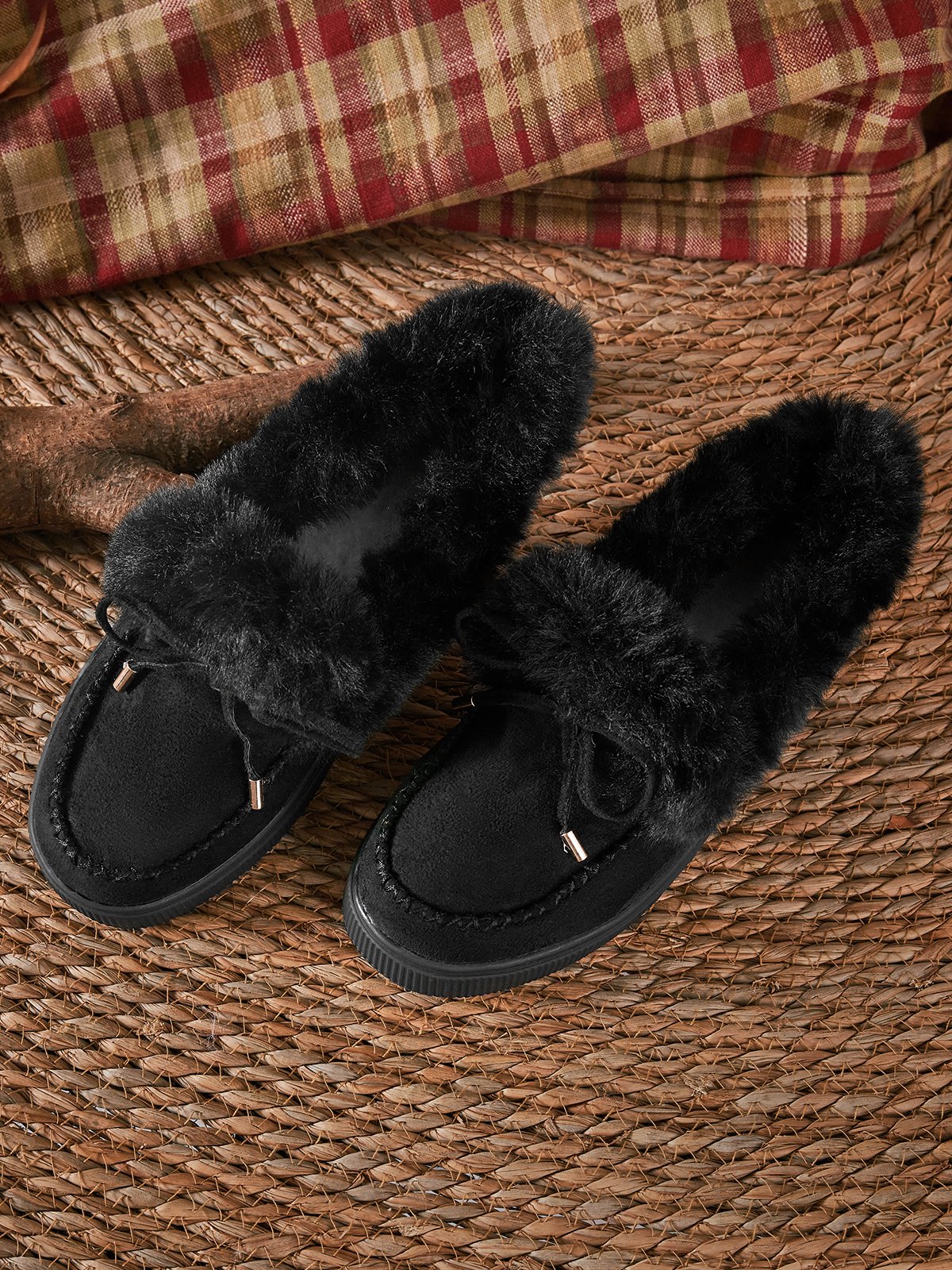 flowersverse Winter Warm Daily Flat Heel Closed Toe Boots