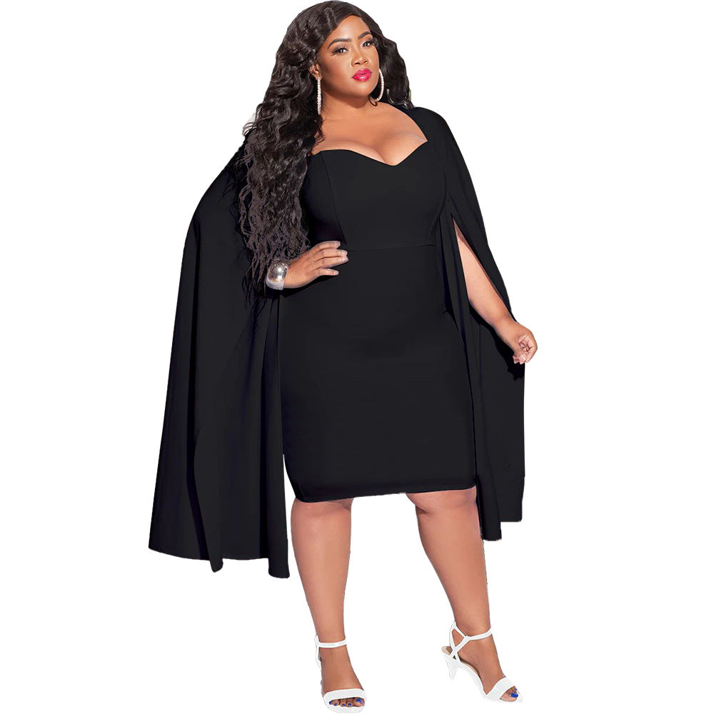 flowersverse Plus Size Women's Zhigong Fashion Temperament Hip Skirt Dress