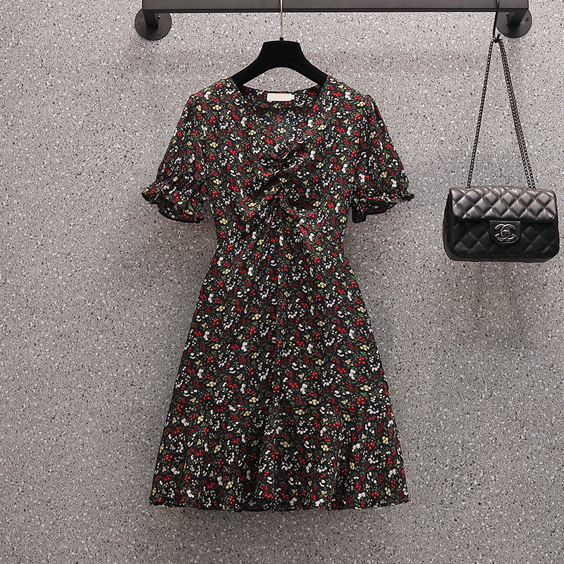 flowersverse French Floral Style Elegant Wrinkle-Covering Platycodon Grandiflora Dress