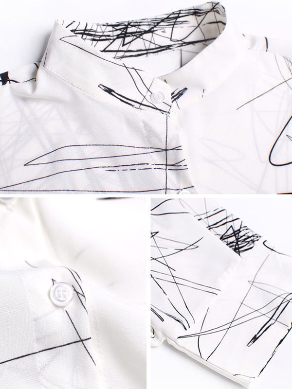 flowersverse Simple Loose High-Low Contrast Color Blouse