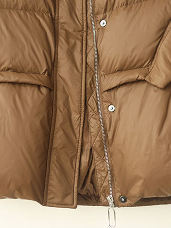 flowersverse Original Creation Loose Sleeveless Solid Color Zipper High-Neck Vest Outerwear