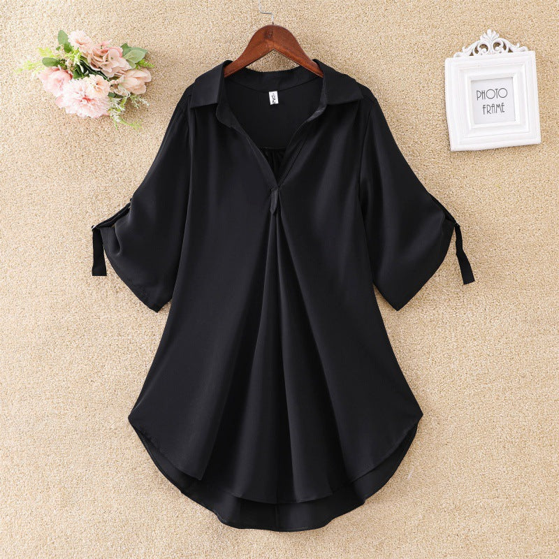 flowersverse Women's Plus Size Shirt Dress Solid Color Shirt Collar Ruched Half Sleeve Fall Spring Casual Mini Dress Holiday Weekend Dress