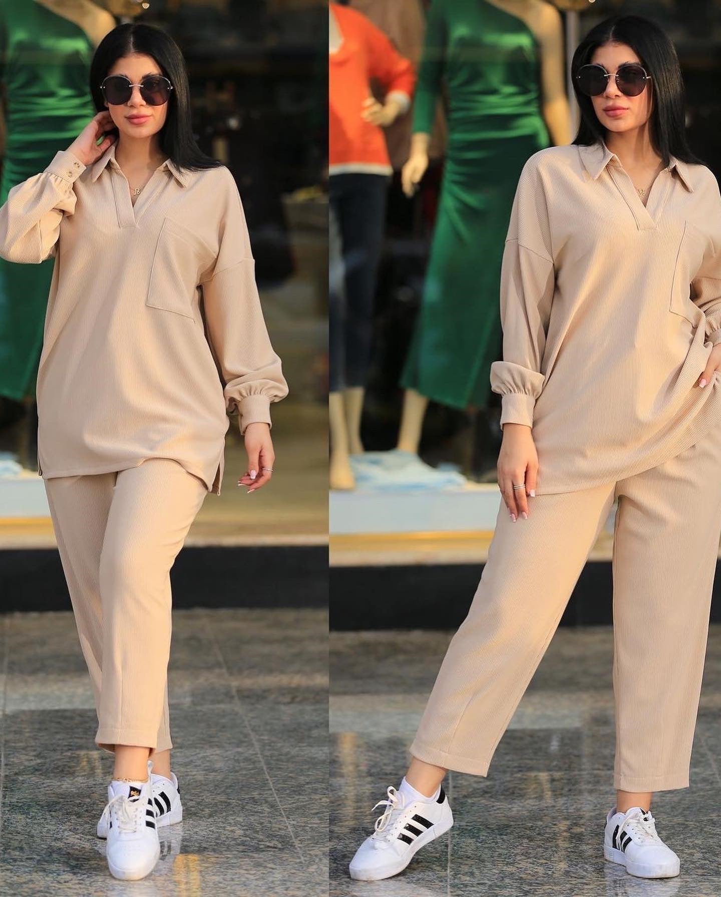 flowersverse Women's Plus Size Casual Fall Turndown Collar Long Sleeve Shirt High Waist Side Pocket Casual Pants Set