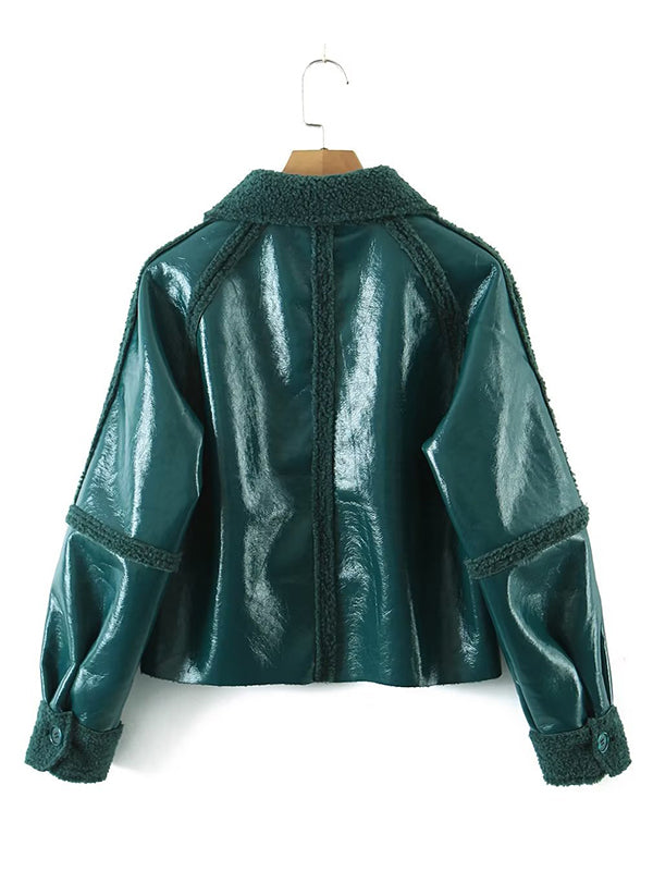 flowersverse Casual Loose Patchwork Lapel Collar Coat