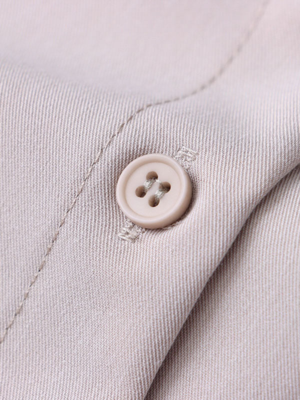 flowersverse Solid Color Flared Sleeves Lapel Blouses&Shirts Tops