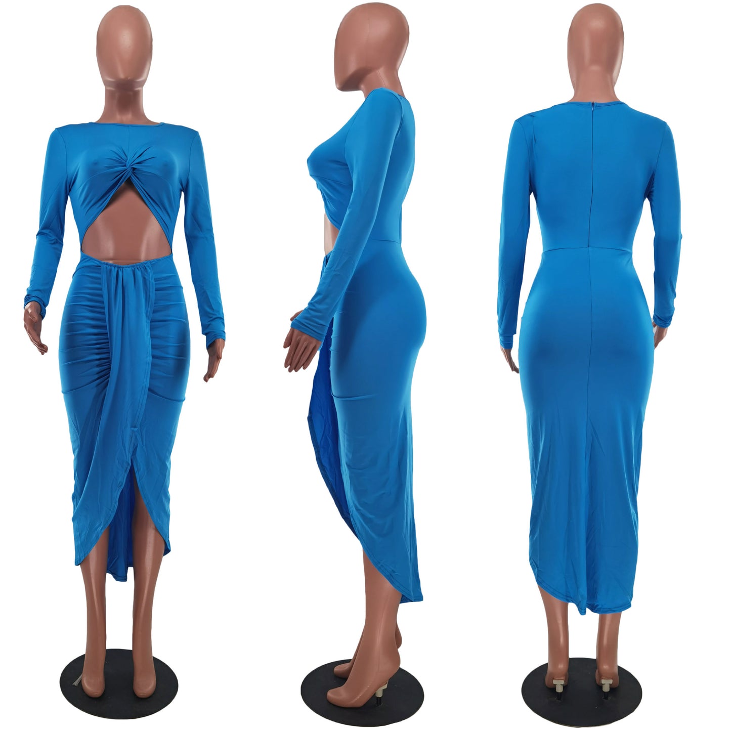 flowersverse Women's Clothing Autumn/Winter Solid Color Sexy Tight Fitting Bodycon Dress