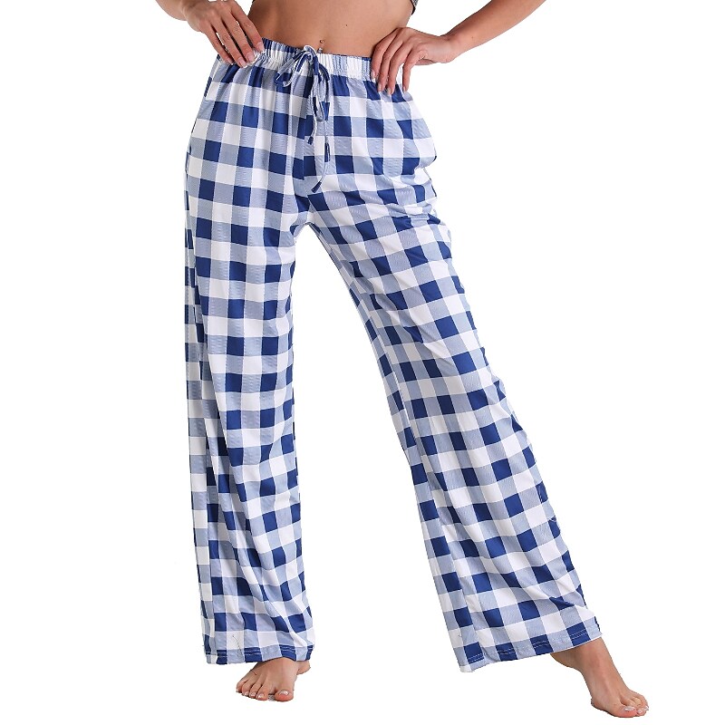 flowersverse Women's Christmas Pjs Women's Plus Size Pajamas Bottom 1 PCS Grid / Plaid Fashion Comfort Sport Home Party Club Bamboo Gift Long Pant Basic Print Pocket Spring Summer Light Pink White