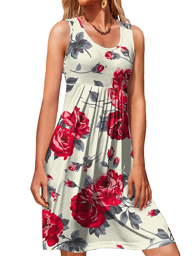 flowersverse Women's Casual Dress Sheath Dress Floral Dress Mini Dress Black White Red Sleeveless Graphic Print Winter Fall Spring Cold Shoulder Romantic Daily Vacation Fall Dress S M L XL 2XL