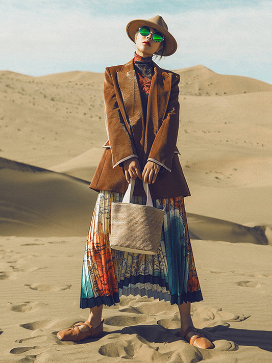 flowersverse Casual Loose Tasseled Solid Color Lapel Collar Jackets&Coat