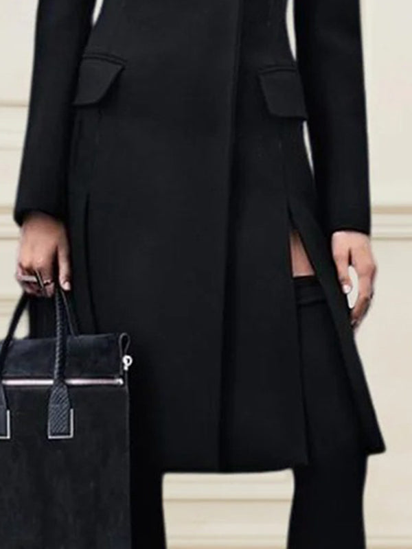 flowersverse Solid Color Split-Joint Split-Side Long Sleeves Loose Lapel Suit Outerwear