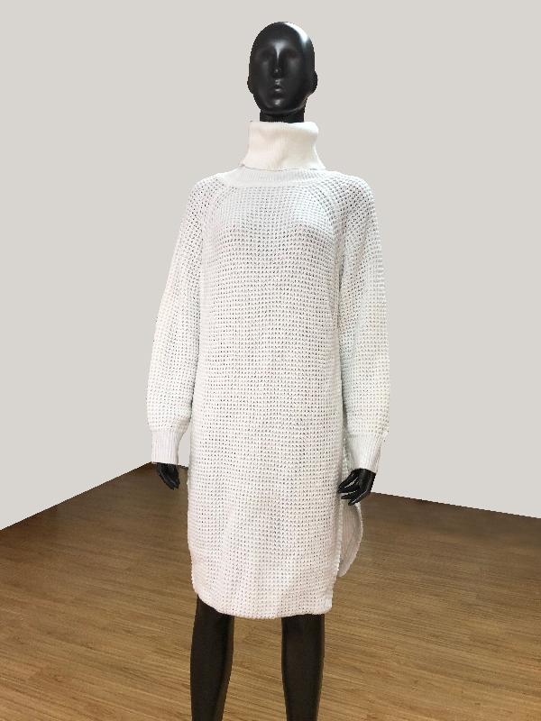 flowersverse Loose Solid Knitting High-neck Long Sweater