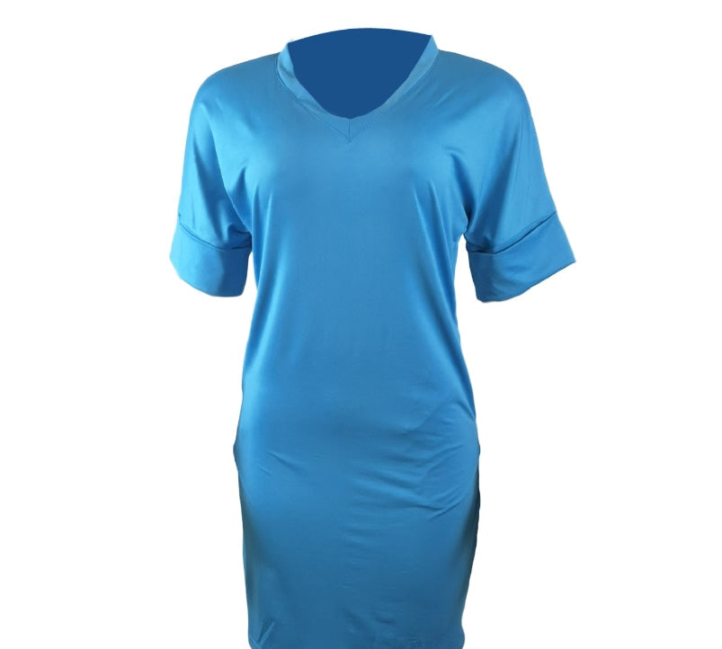 flowersverse Fashionkova Plus Size 3XL Casual Pockets Dresses Women Short Sleeve V-Neck Straight Sundress Summer Loose Femme Kawaii Mini Dress