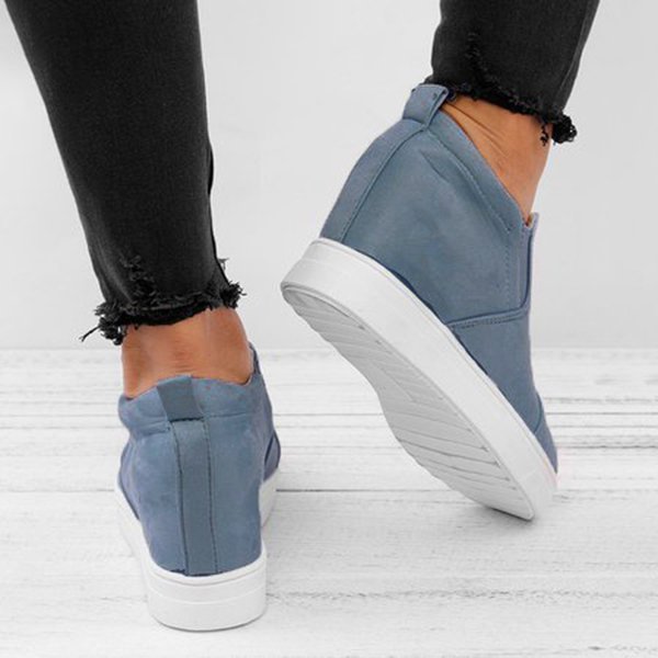 flowersverse Women Faux Suede Wedge heel Sneakers Slip on Breathable Shoes