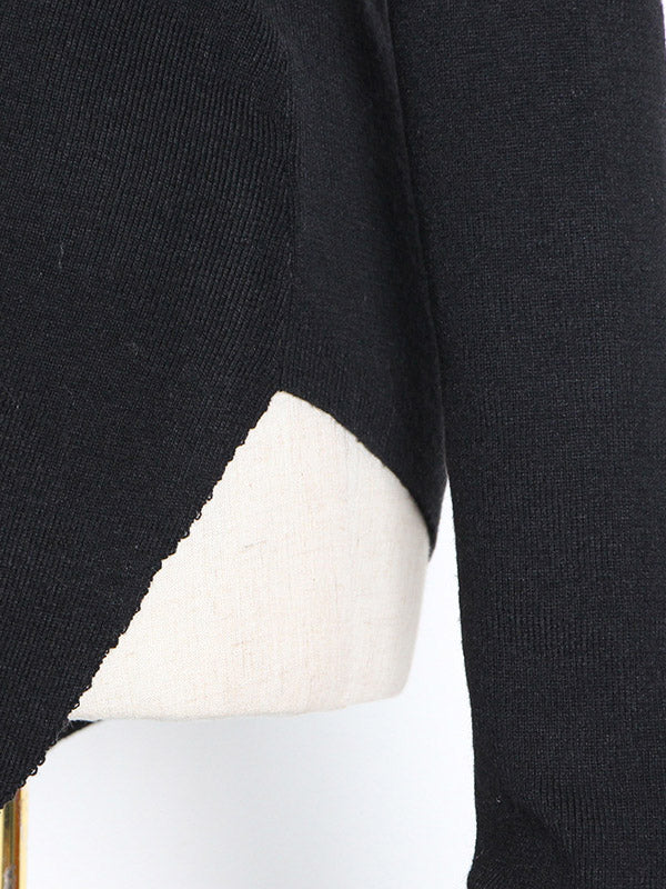 flowersverse Casual Cropped One-Shoulder Kniting Sweater