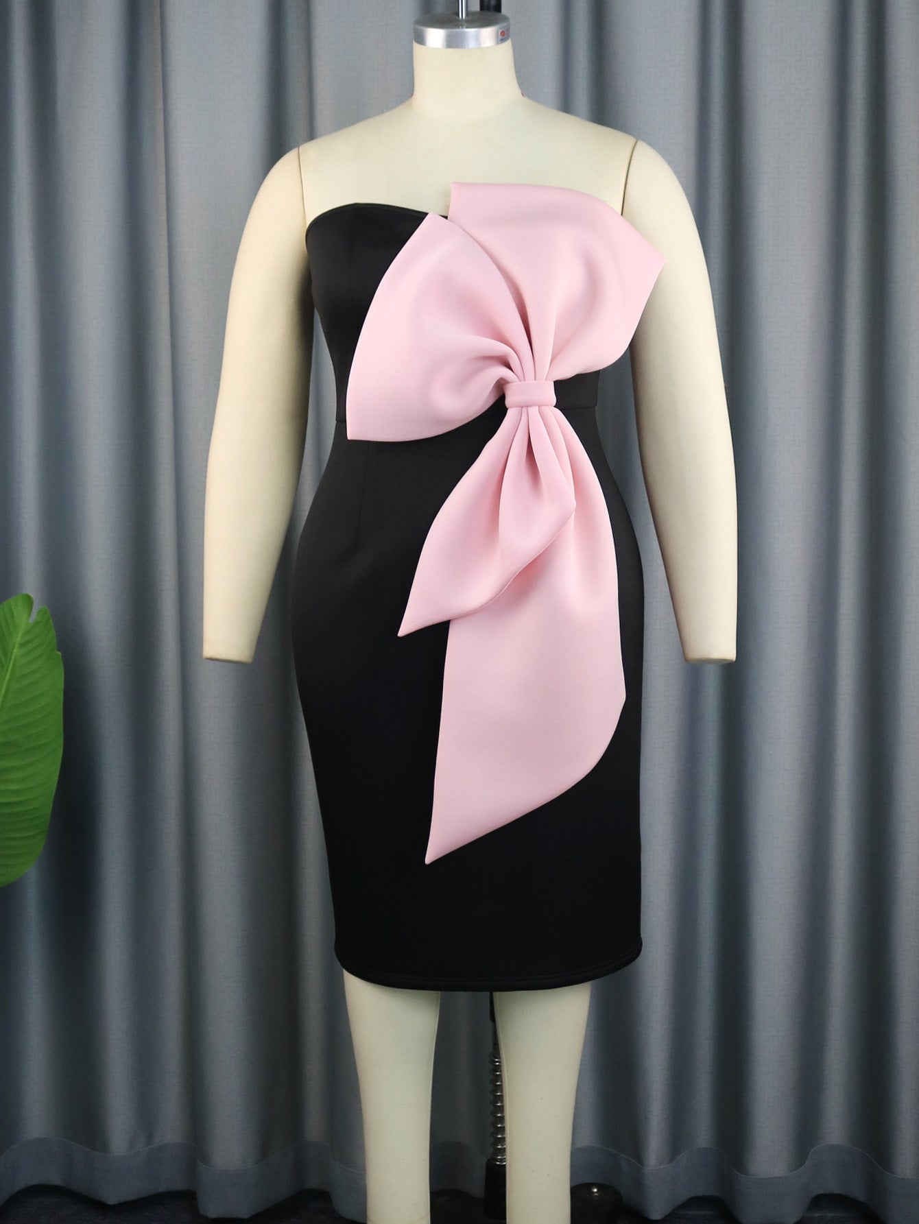 flowersverse Sexy Strapless Contrast Bow Bodycon Formal Party Dress Dress Elegant Dress
