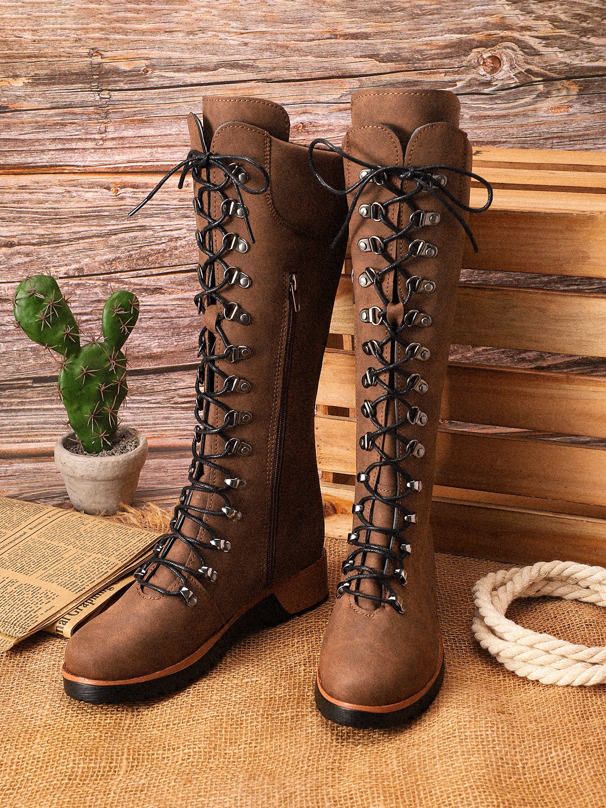 flowersverse Retro Suede Zipper Martin Combat Boots