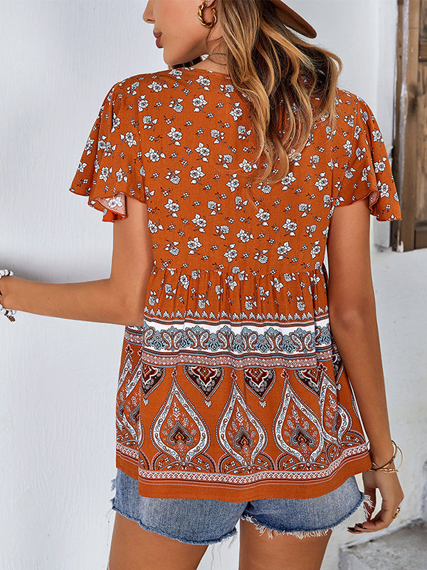 flowersverse Vacation Loose Floral Printed T-Shirt