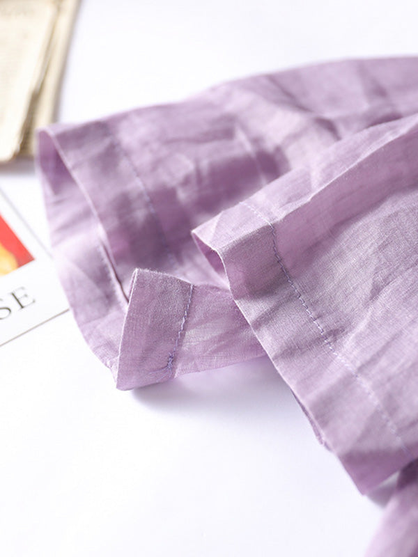 flowersverse Original Embroidered Irregularity Round-Neck Blouse Tops