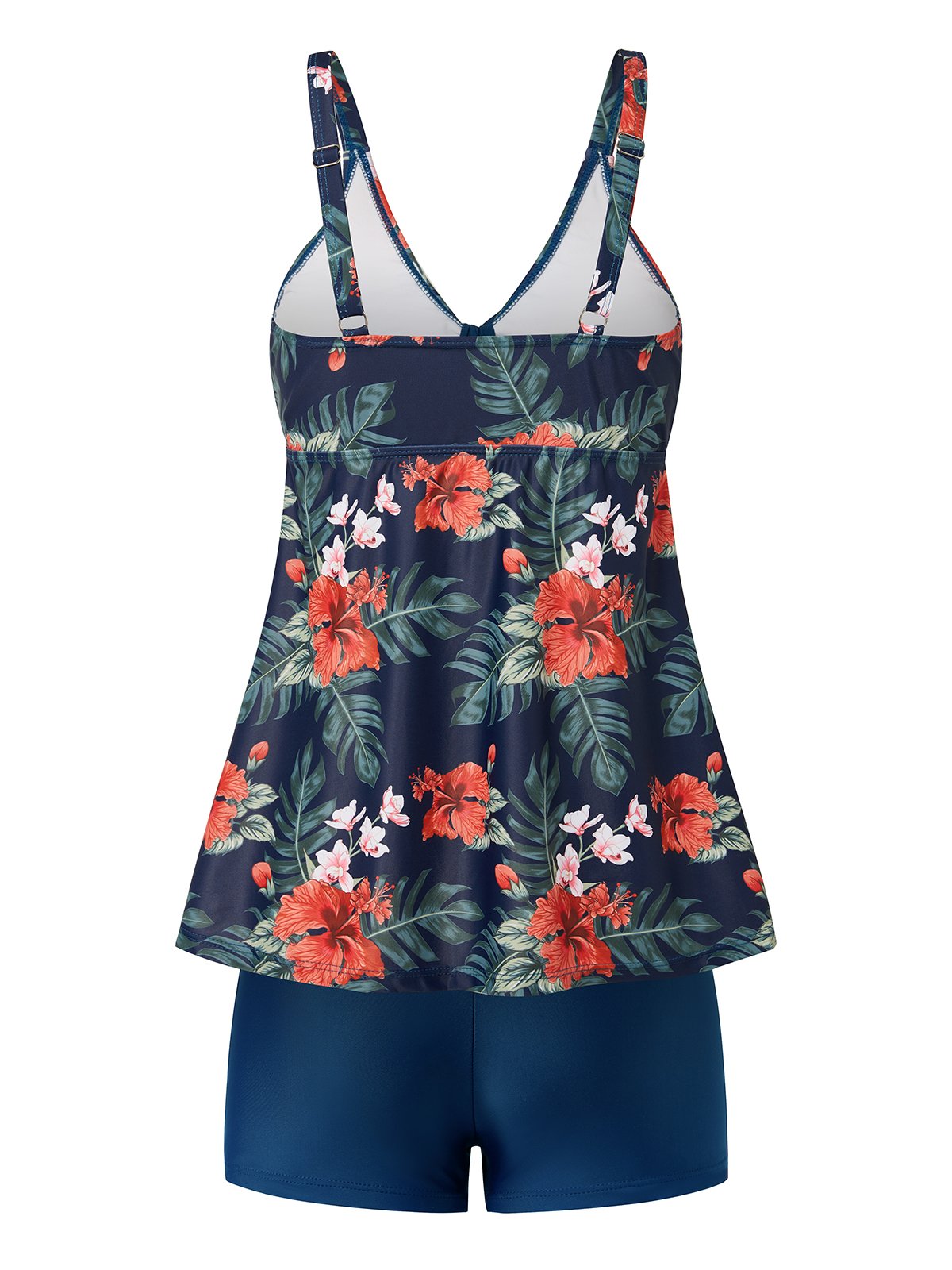 flowersverse Vacation Floral Printing Scoop Neck Tankinis Two-Piece Set