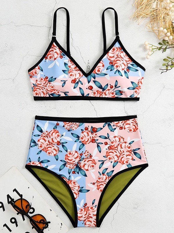 flowersverse Reversible Floral Print Bikini Set