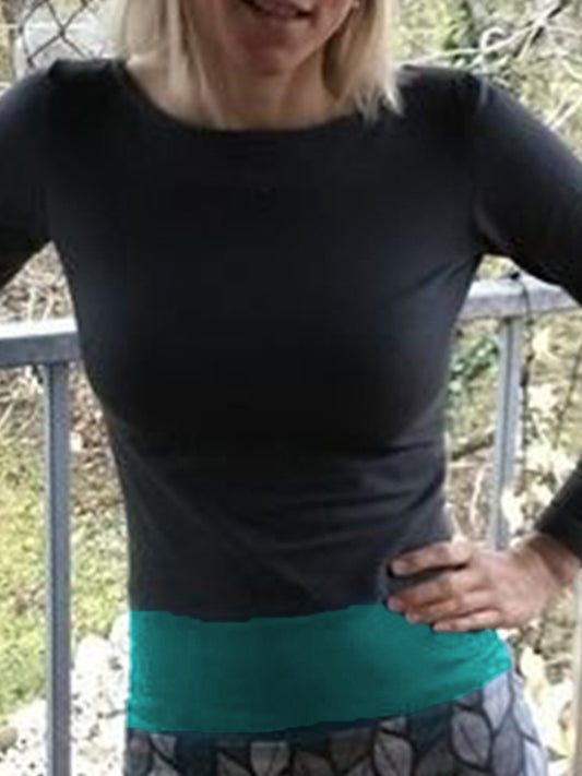 flowersverse Vintage Geometric Printed Color-block Long Sleeve Crew Neck Plus Size Casual Knitting Dress