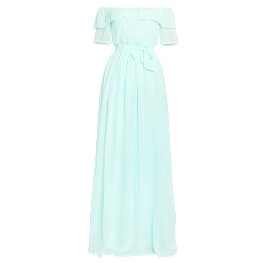 flowersverse Plus Size Summer Off Shoulder Chiffon Dress African Ladies Bridesmaid Dress