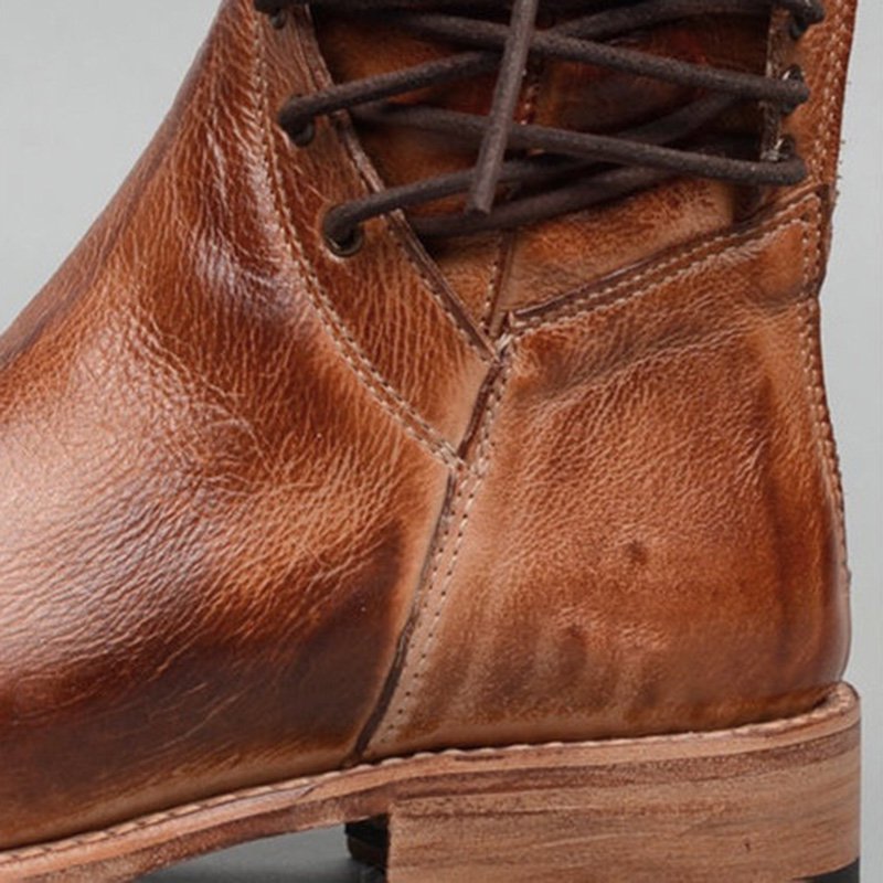 flowersverse zolucky Low Heel Holiday Lace-Up Pu Boots