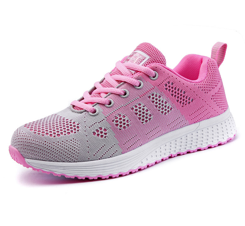flowersverse Women Lace-Up Mesh Sneakers Flats Shoes Light Breathable