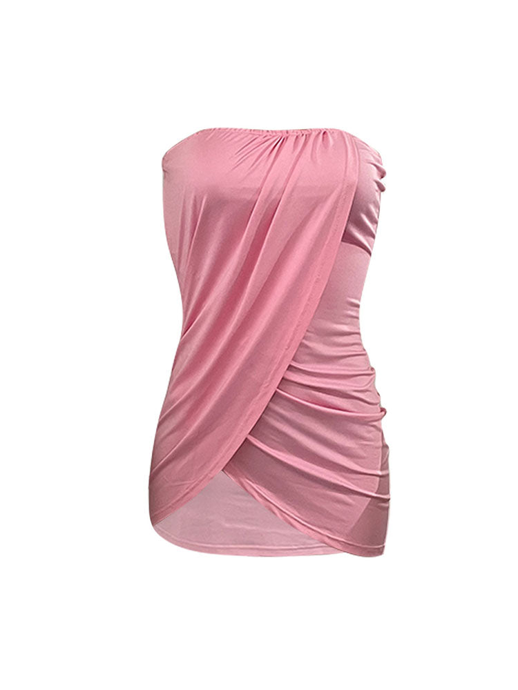 flowersverse Sleeveless Ruched Split Bodycon Mini Dresses