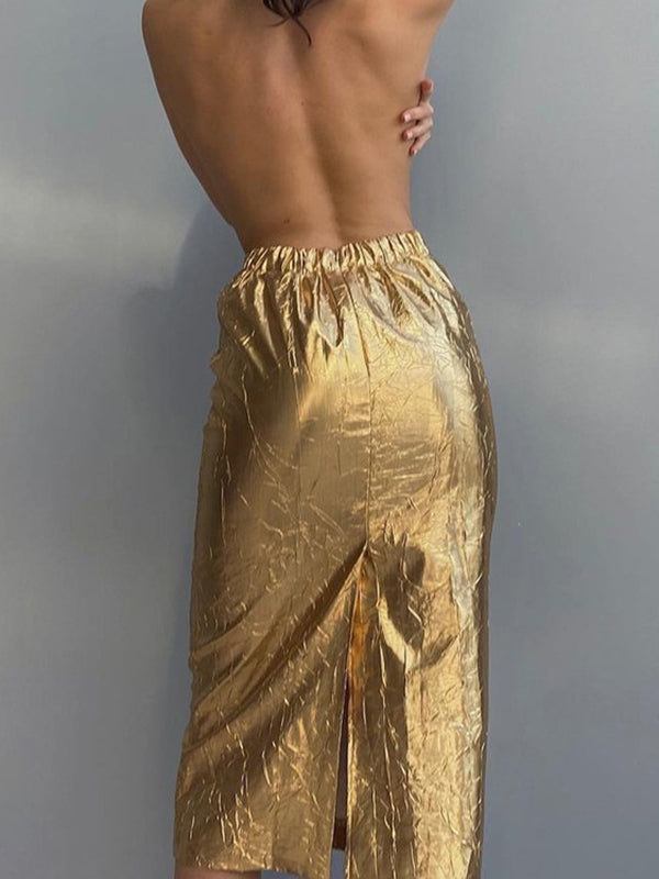 flowersverse Solid Color A-line Skirts Bottoms