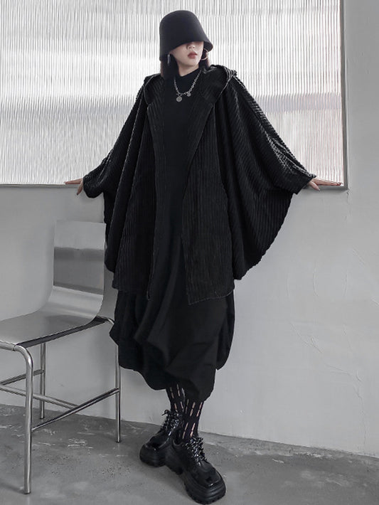 flowersverse Casual Batwing Sleeves Loose Zipper Jackets Outerwear