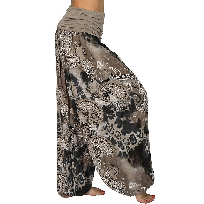 flowersverse Women‘s Yoga Harem Pants Quick Dry Yoga Gym Workout Pilates Pants Bloomers Bottoms Boho Green / Black Army Green Khaki Plus Size Sports Activewear Loose / Athletic / Casual / Athleisure