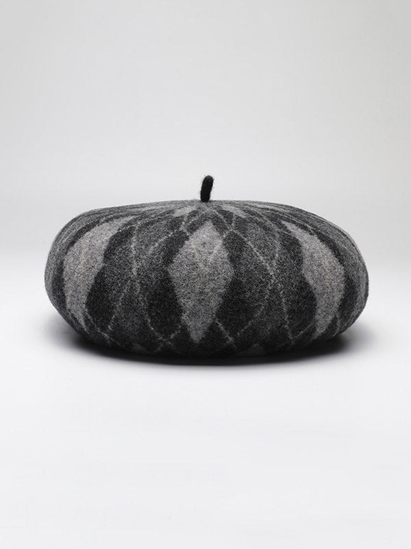 flowersverse Vintage Wool Contrast Color Beret Hat