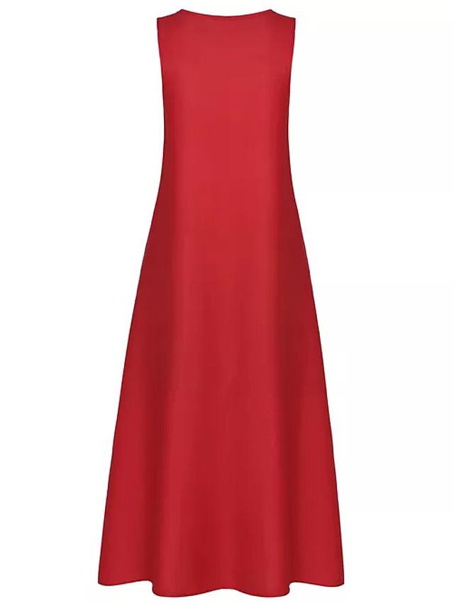 flowersverse Women's A-Line Dress Maxi long Dress - Sleeveless Color Block Patchwork Summer Plus Size Casual Holiday Vacation White Red Khaki Dusty Blue S M L XL XXL XXXL XXXXL XXXXXL