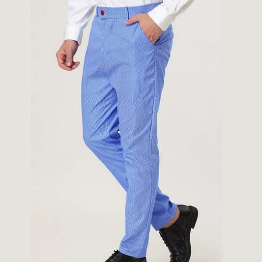 flowersverse Men's Dress Pants Trousers Chinos Pocket Straight Leg Print Polka Dot Comfort Outdoor Daily Going out 100% Cotton Streetwear Stylish Black Blue Micro-elastic