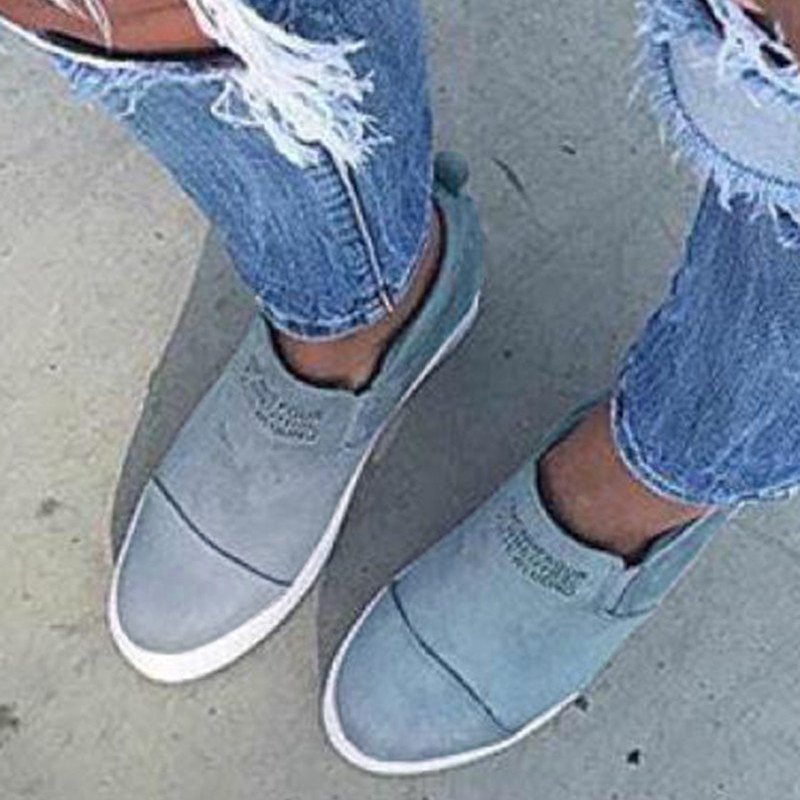flowersverse Women Faux Suede Wedge heel Sneakers Slip on Breathable Shoes