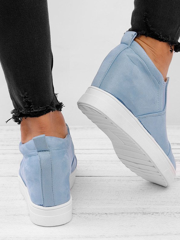 flowersverse Women Faux Suede Wedge heel Sneakers Slip on Breathable Shoes