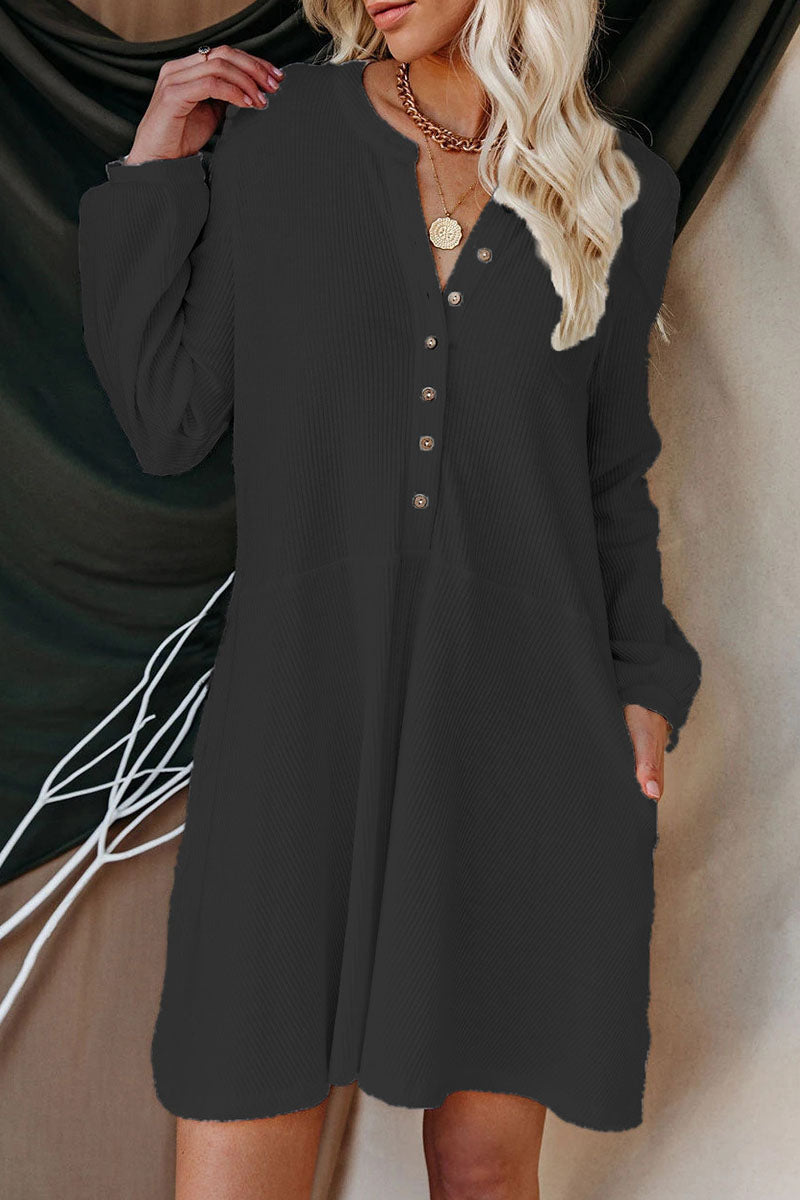 flowersverse Fashion Casual Solid Patchwork O Neck Princess Dresses