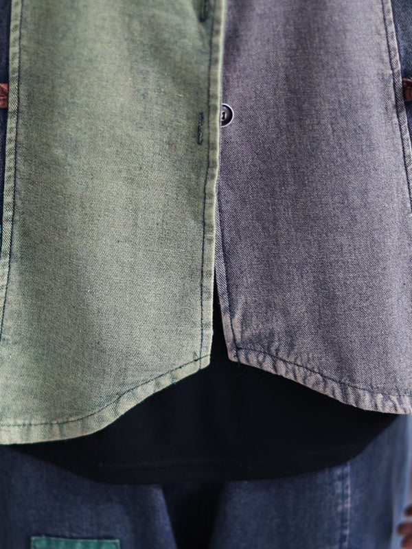 flowersverse Loose Split-Joint V-Neck Vest Top + Jean Harem Pants Bottoms Two Pieces Set