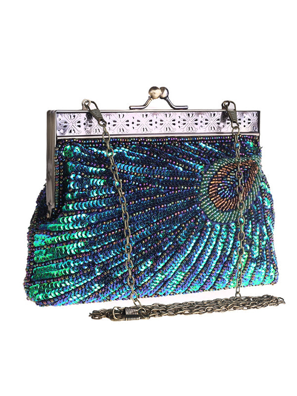 flowersverse 4 Colors Urban Geometric Sequined Makeup Bag Handbag
